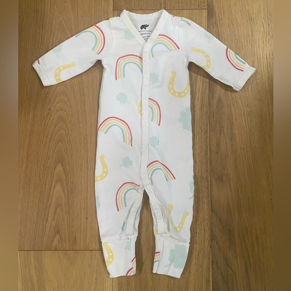 Monica + Andy White Rainbow and Horseshoe Lucky Charm Newborn One Piece